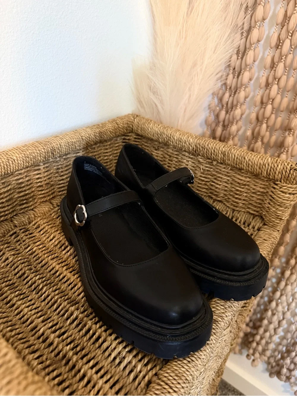 Women’s Black Mary Jane Flats Round Toe Faux Leather Buckle Strap American Eagle